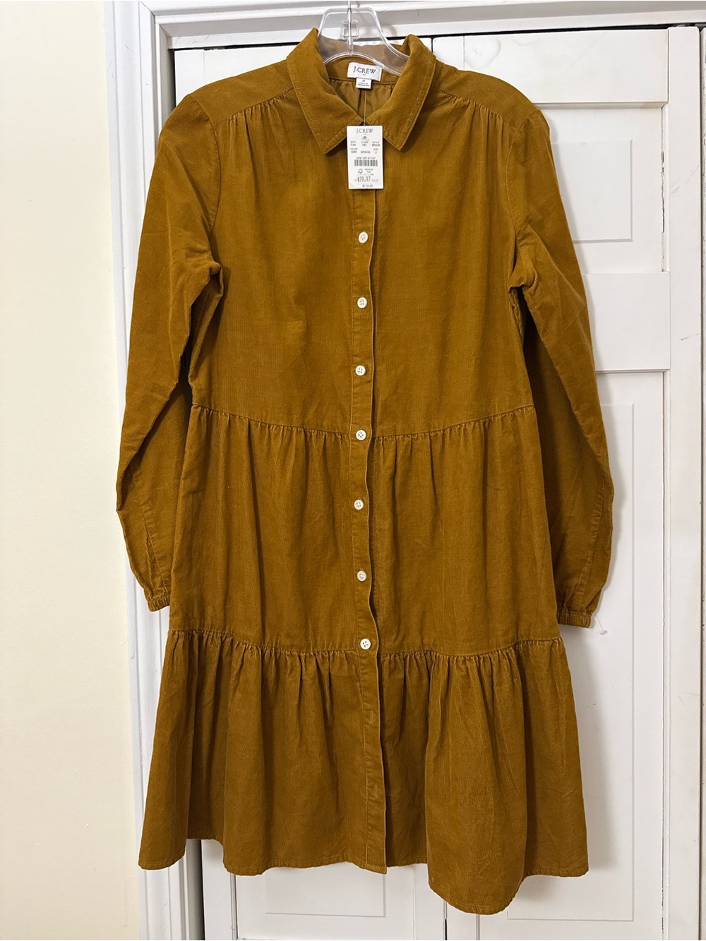 NWT J. Crew Rust Brown Corduroy Full Button Down Dress Women's SZ 2